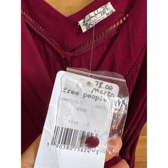 Free People Dylan V-neck Wine red Wrap Mini dress S NWT - Picture 3 of 8
